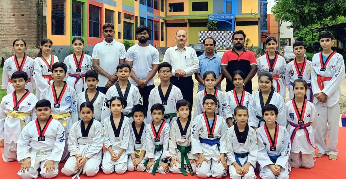 ताइक्वांडो खिलाड़ियों का हुआ कलर बेल्ट प्रमोशन टेस्ट