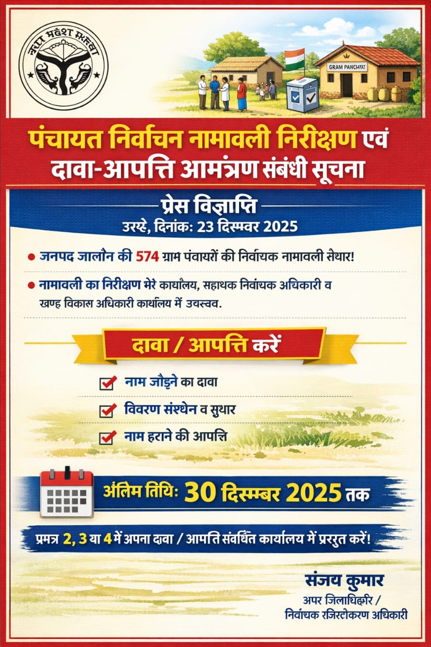 पंचायत निर्वाचन नामावली निरीक्षण एवं दावा-आपत्ति आमंत्रण संबंधी सूचना