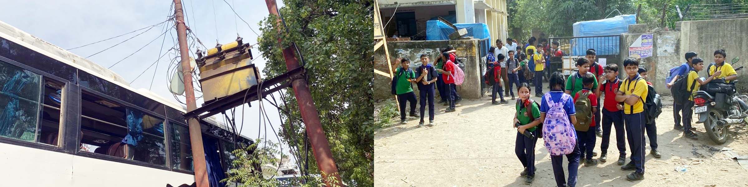  स्कूली बस ट्रांसफार्मर के एंगल से टकराई, बड़ा हादसा टला